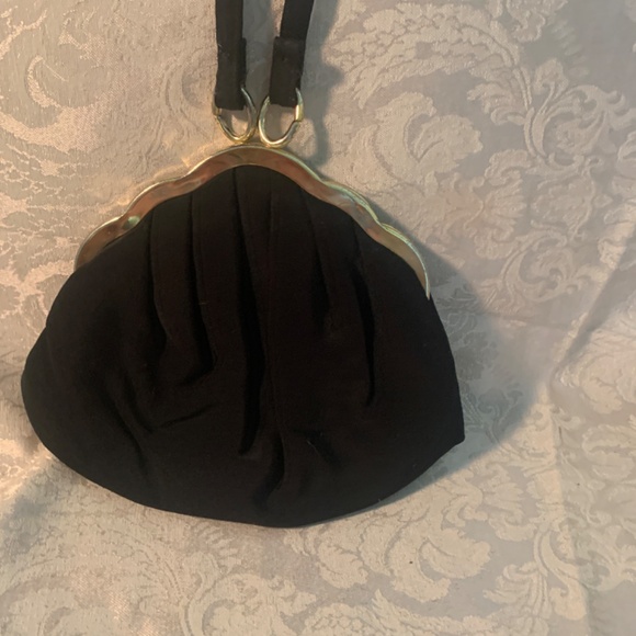 Vintage Harry Levine (HL) Small Fabric Black Clutch with Center Handle - Picture 6 of 16